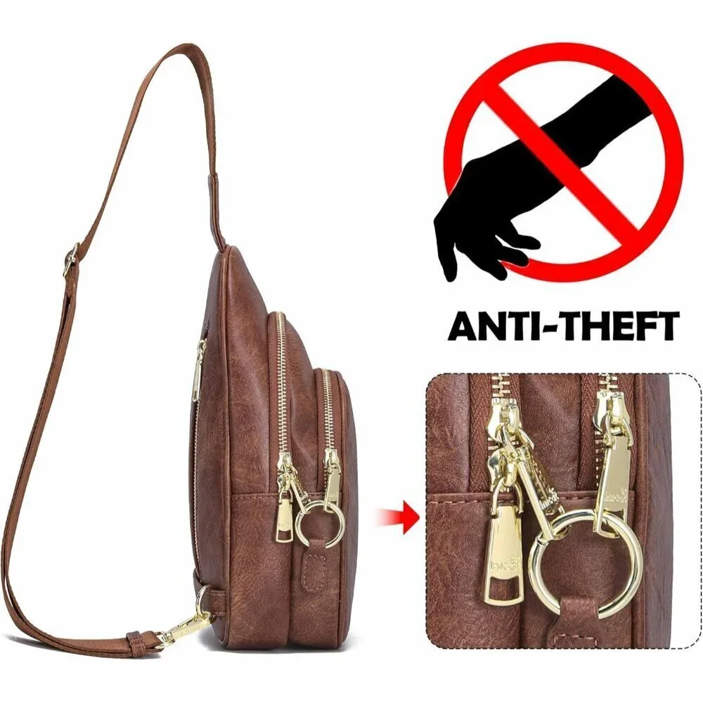Crossbody Sling Bag Faux Leather Small Purse for Travel Casual Women